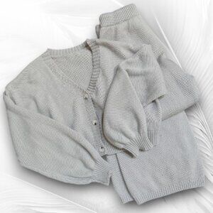 Gray Knit Pants & Cardigan Set Size: 12 Y